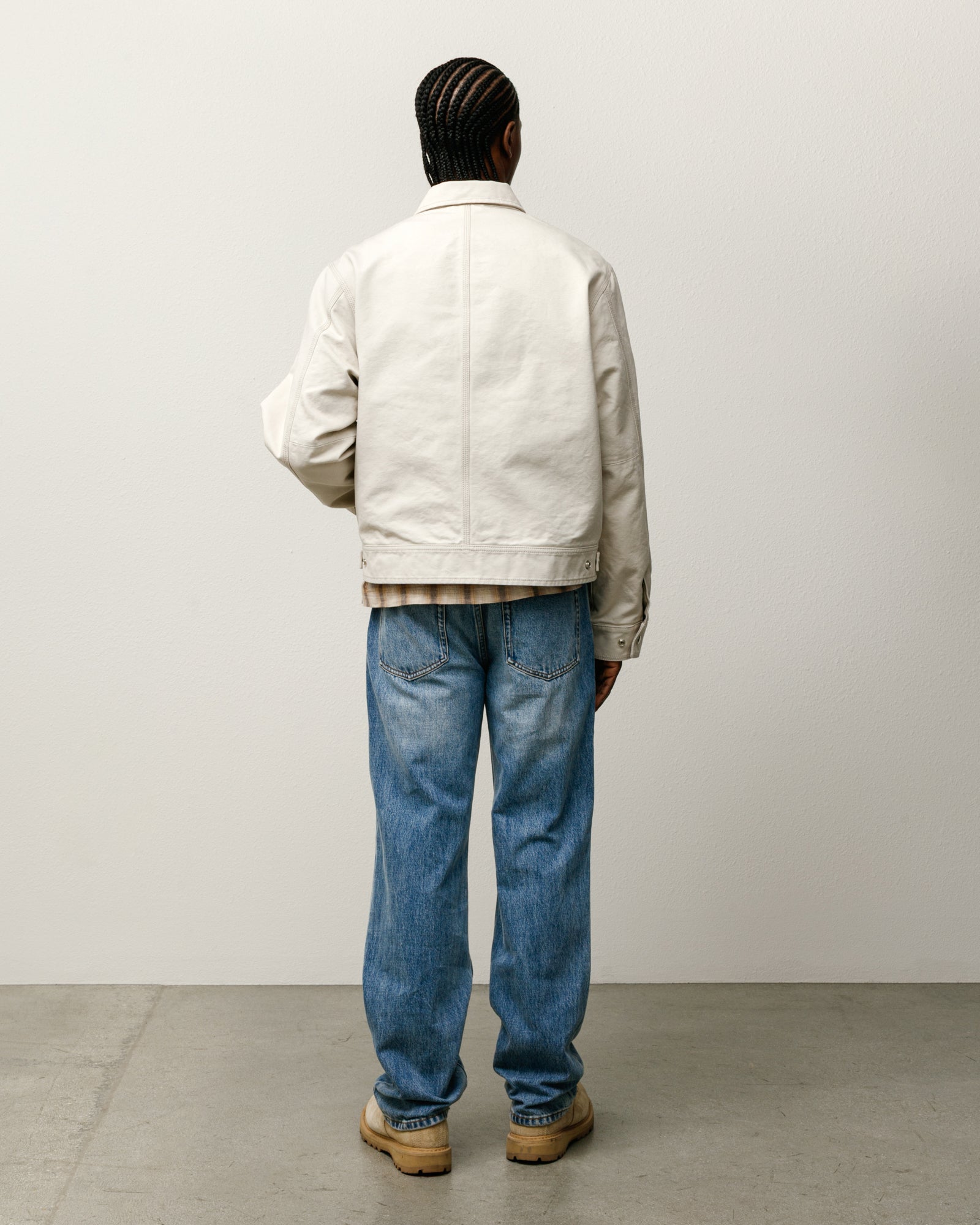 Work Jacket Collared Mens Long Sleeve In Stone