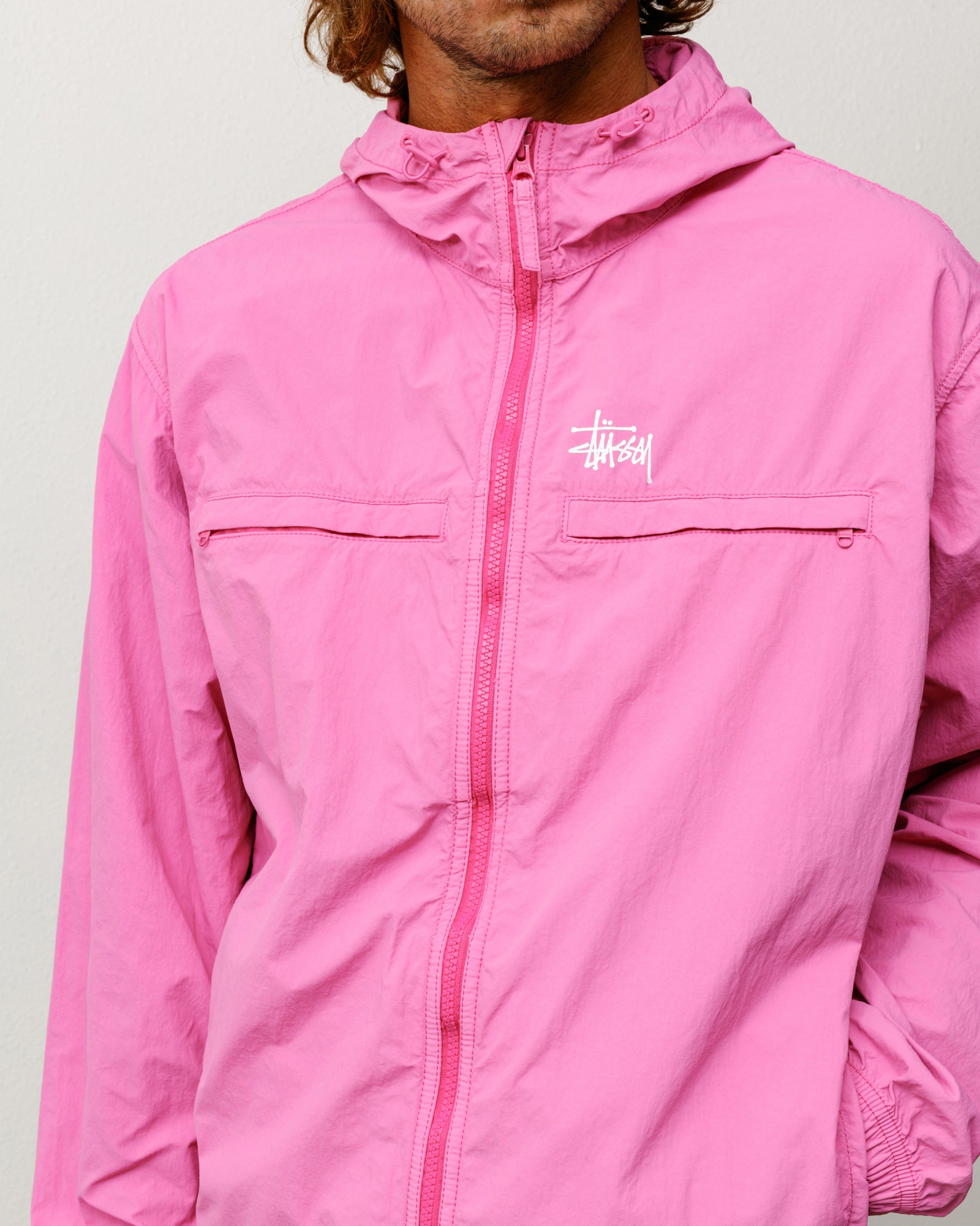 Lightweight Hooded Jacket Unisex Long Sleeve In Pink