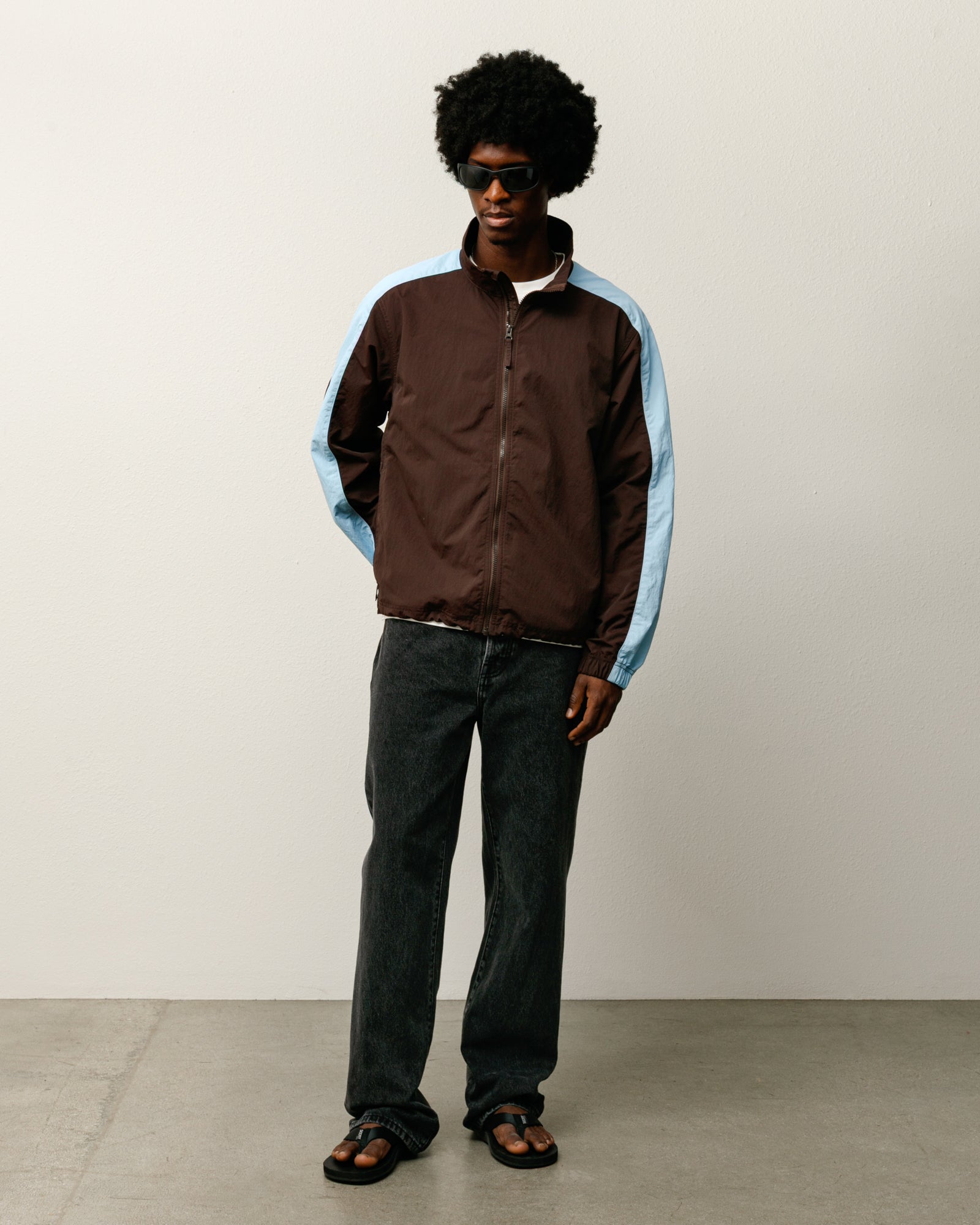 Lightweight Mock Jacket Mens Long Sleeve In Brown