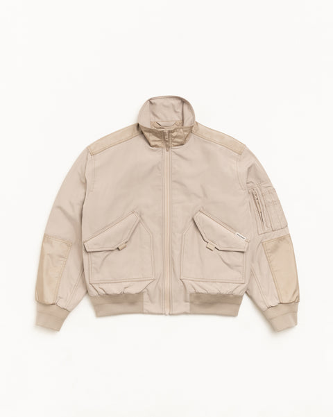 Mock Neck Flight Bomber Mens Long Sleeve In Khaki