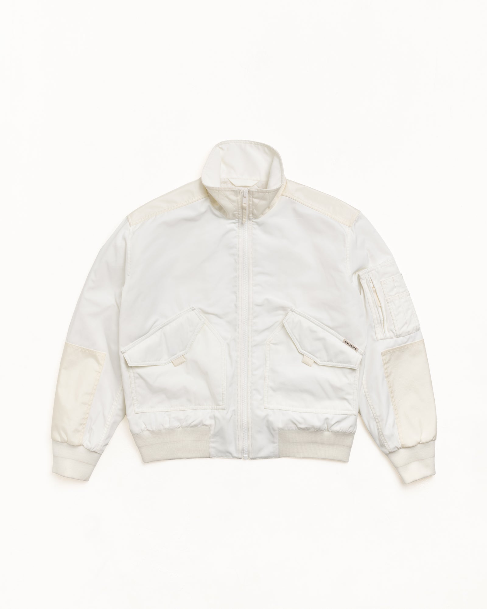 Mock Neck Flight Bomber – White | Outerwear | Stüssy