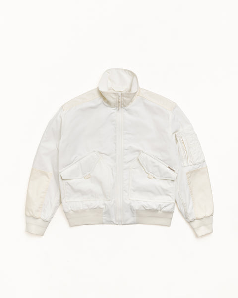 Mock Neck Flight Bomber Mens Long Sleeve In White