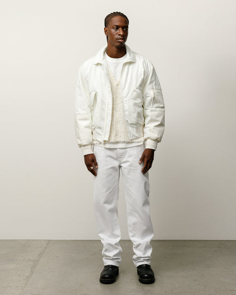 Mock Neck Flight Bomber Mens Long Sleeve In White