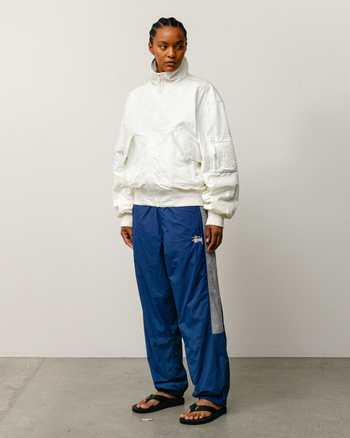 Mock Neck Flight Bomber – White | Outerwear | Stüssy