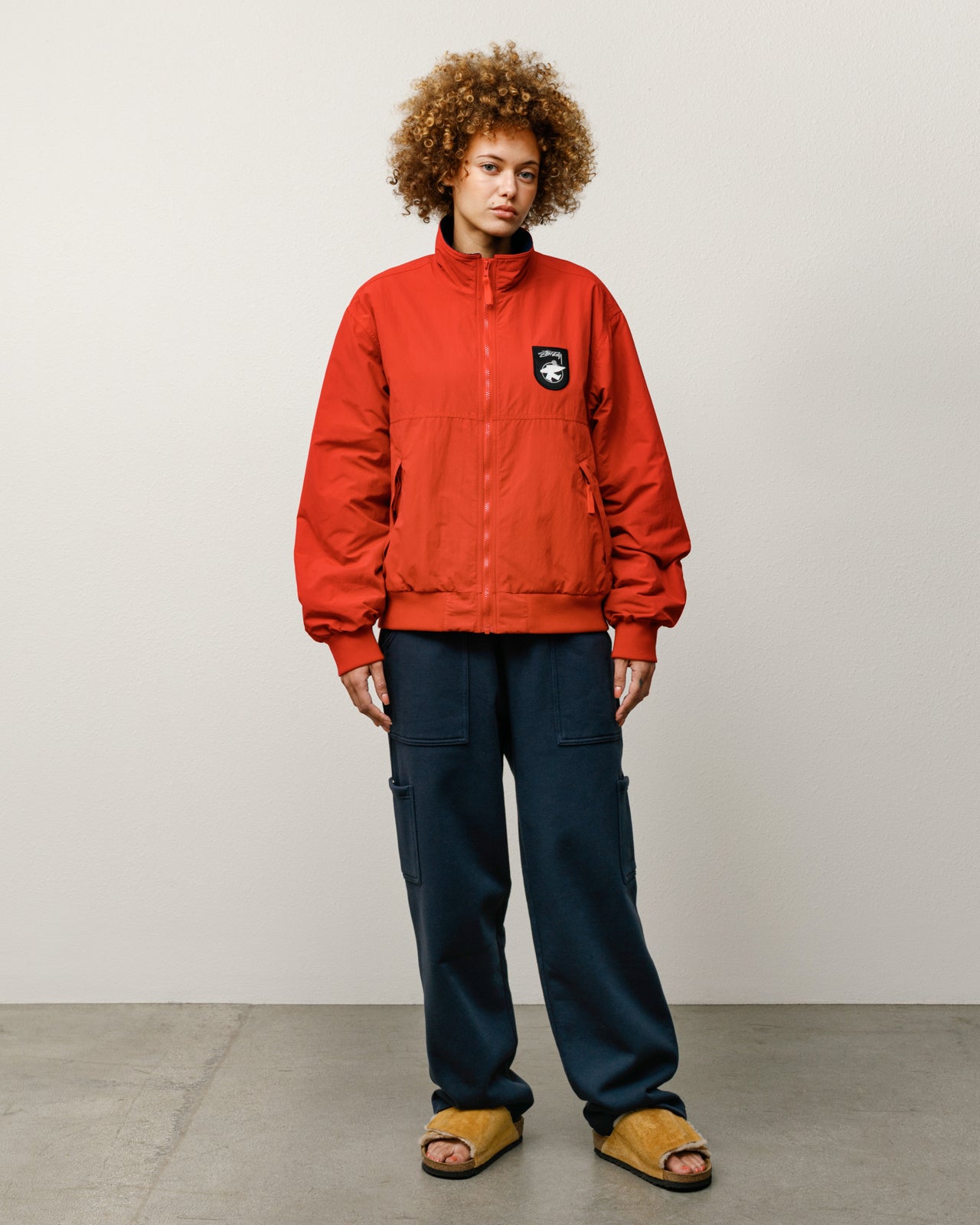 Polar Fleece Lined Jacket Mens Long Sleeve In Red