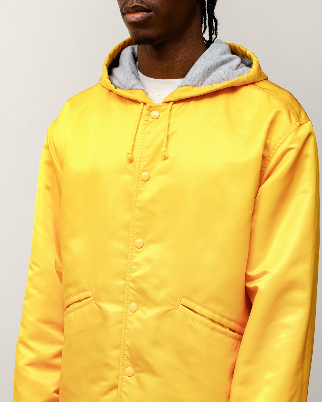Hooded Coaches Jacket Mens Long Sleeve In Yellow
