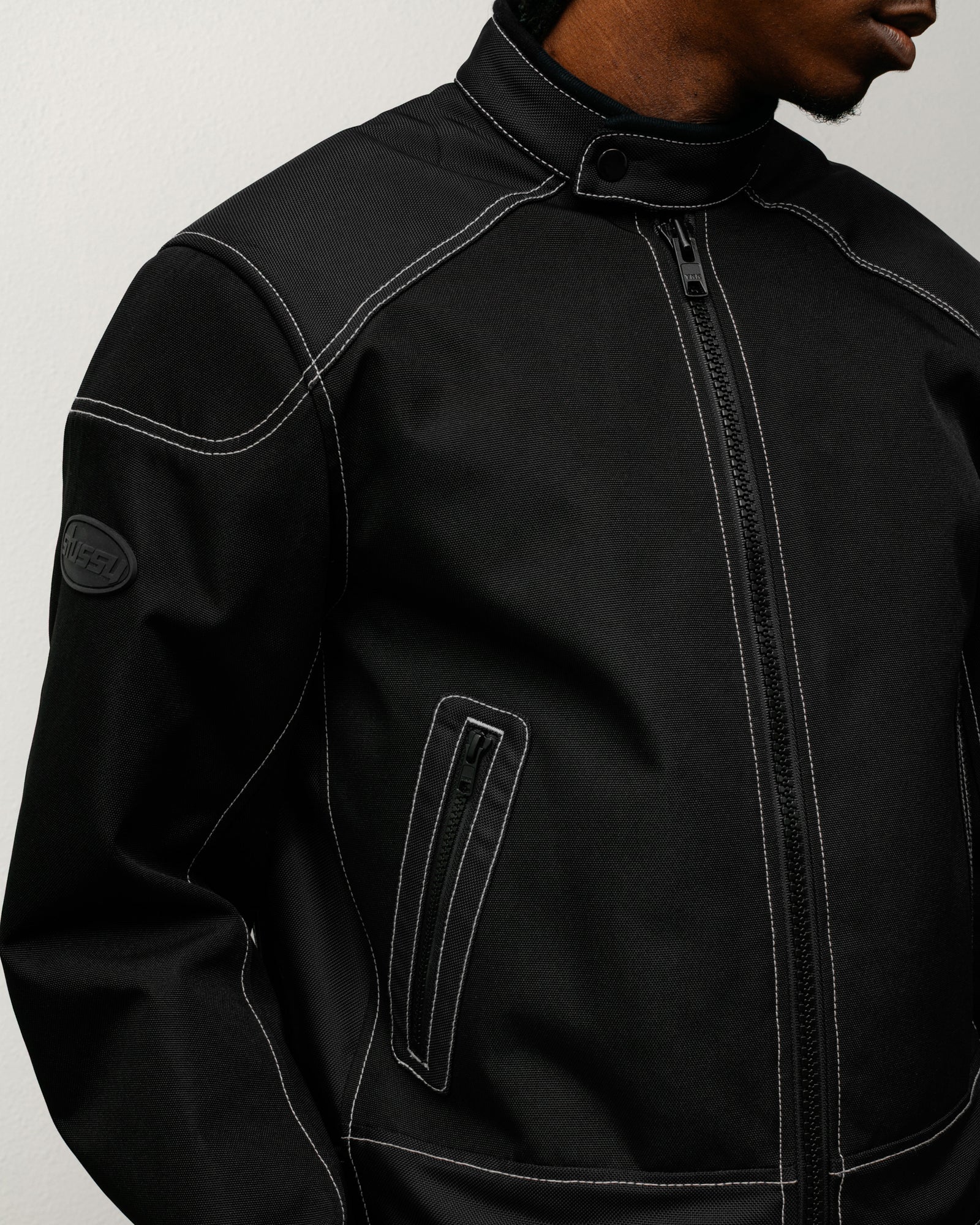 Moto Jacket Mens Long Sleeve In Black