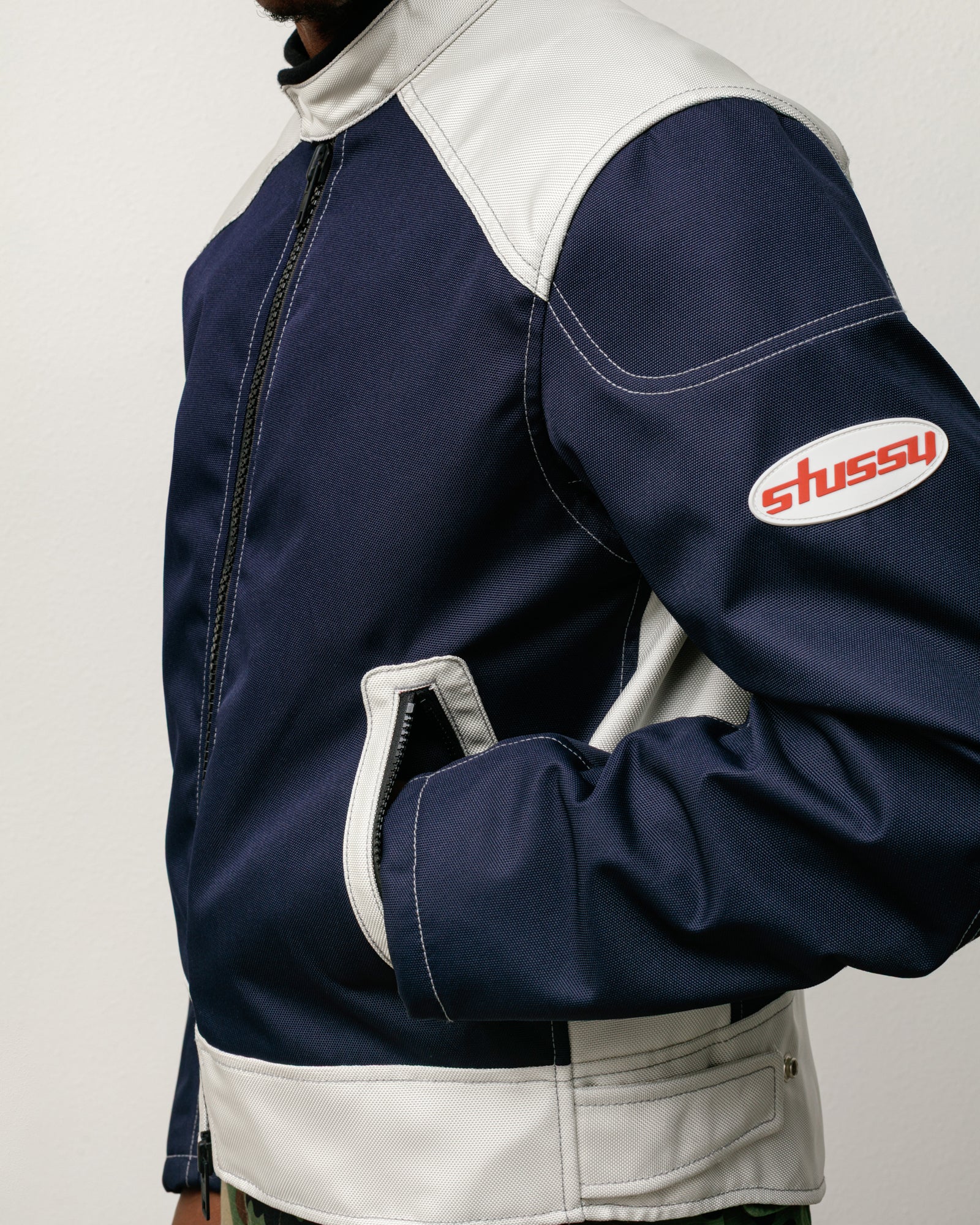 Moto Jacket Mens Long Sleeve In Navy