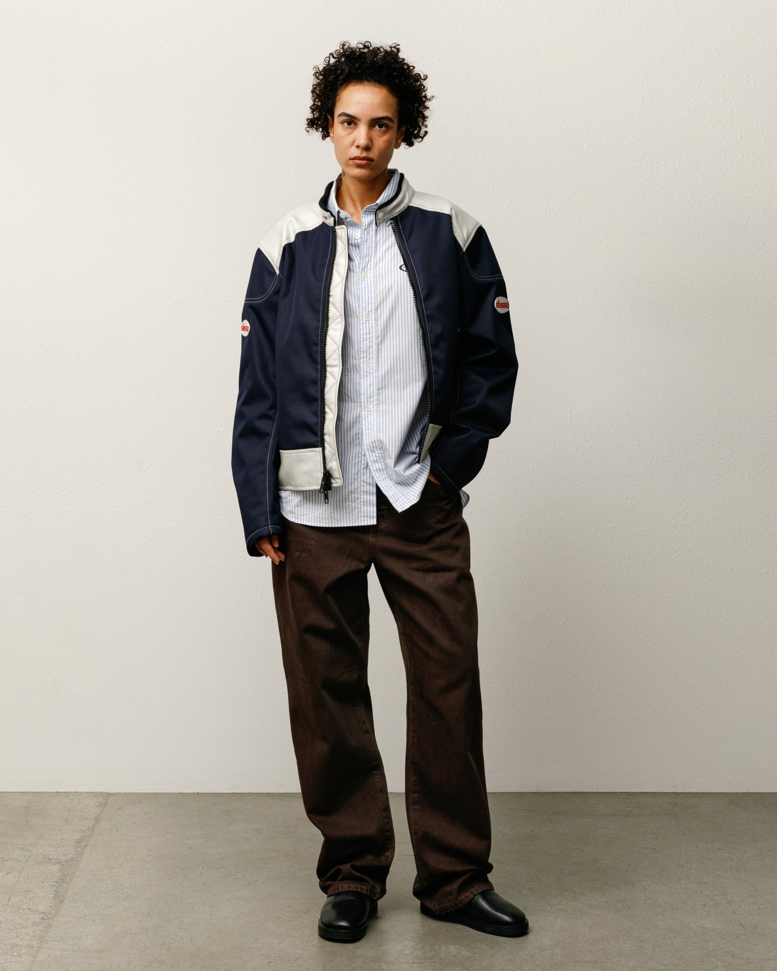 Moto Jacket Mens Long Sleeve In Navy