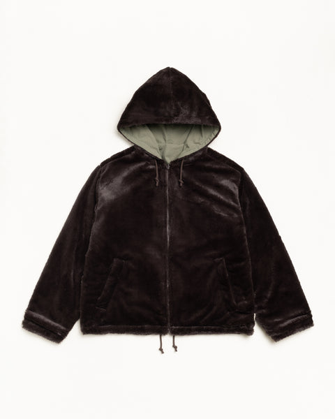 Reversible Hooded Jacket Mens Long Sleeve In Brown