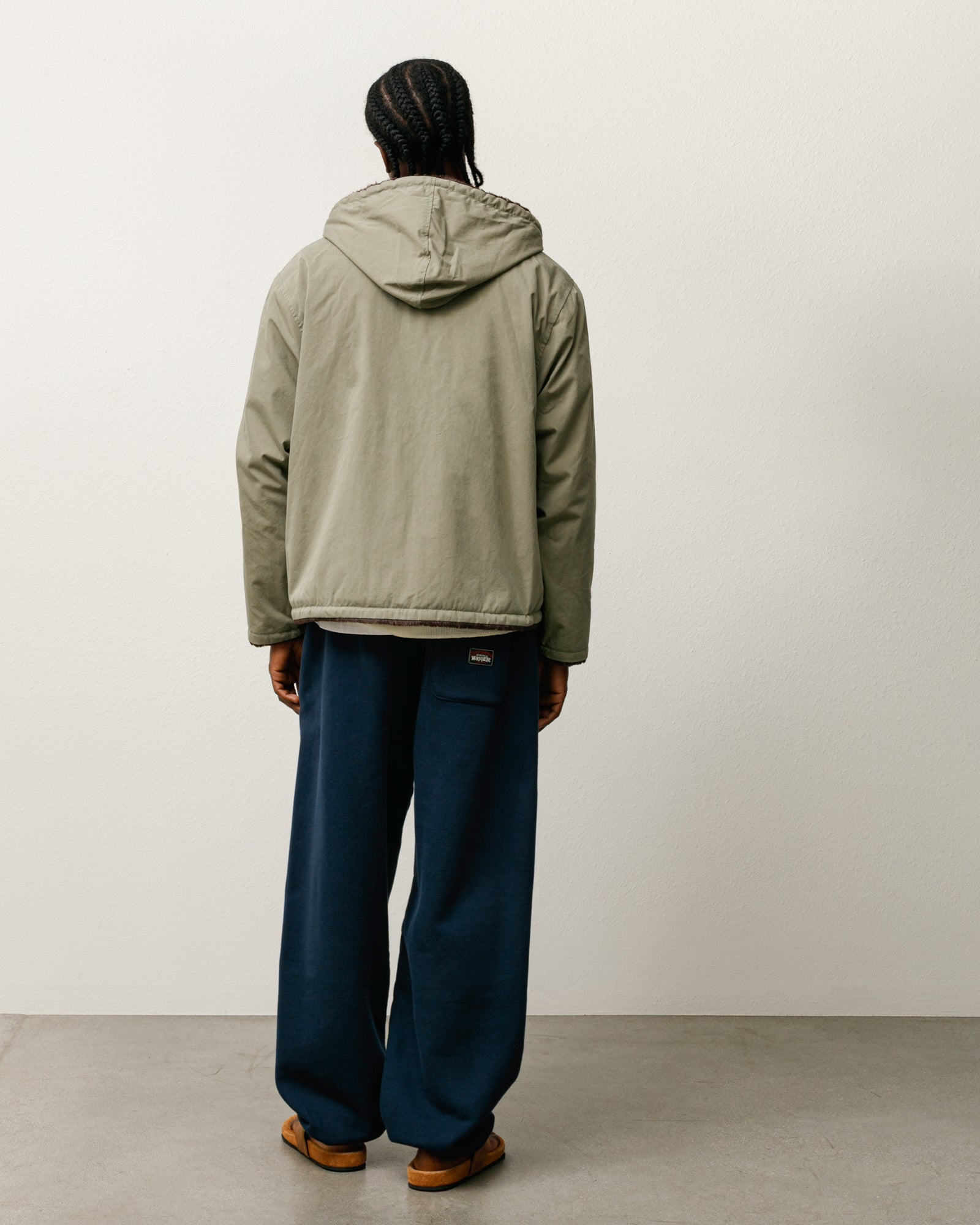 Reversible Hooded Jacket Mens Long Sleeve In Brown