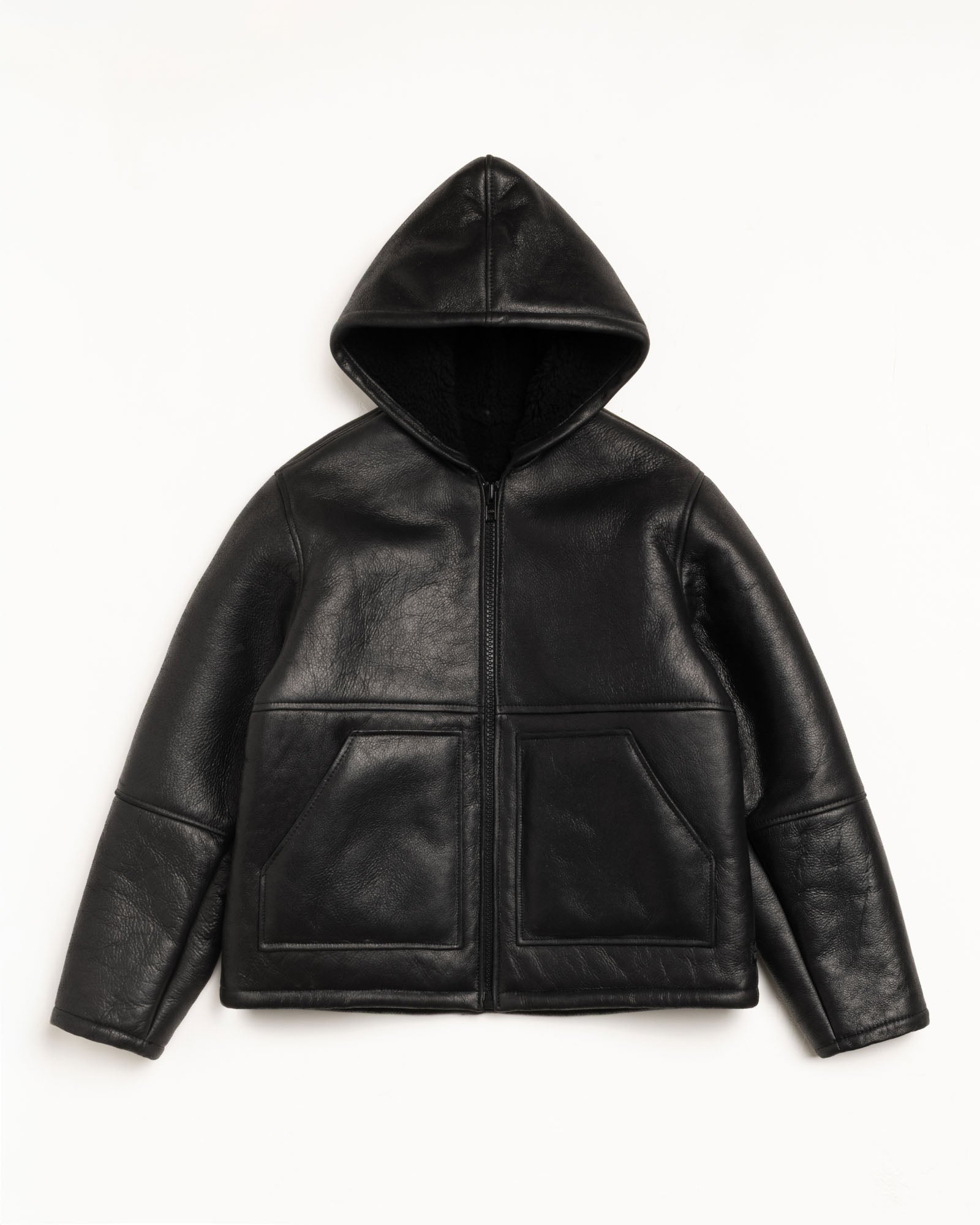 Shearling Hooded Jacket – Black | Outerwear | Stüssy