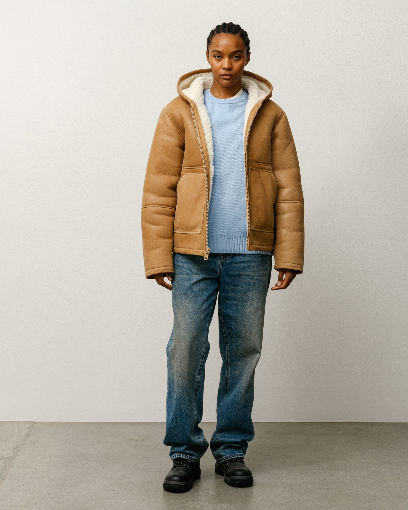Shearling Hooded Jacket – Tan | Outerwear | Stüssy