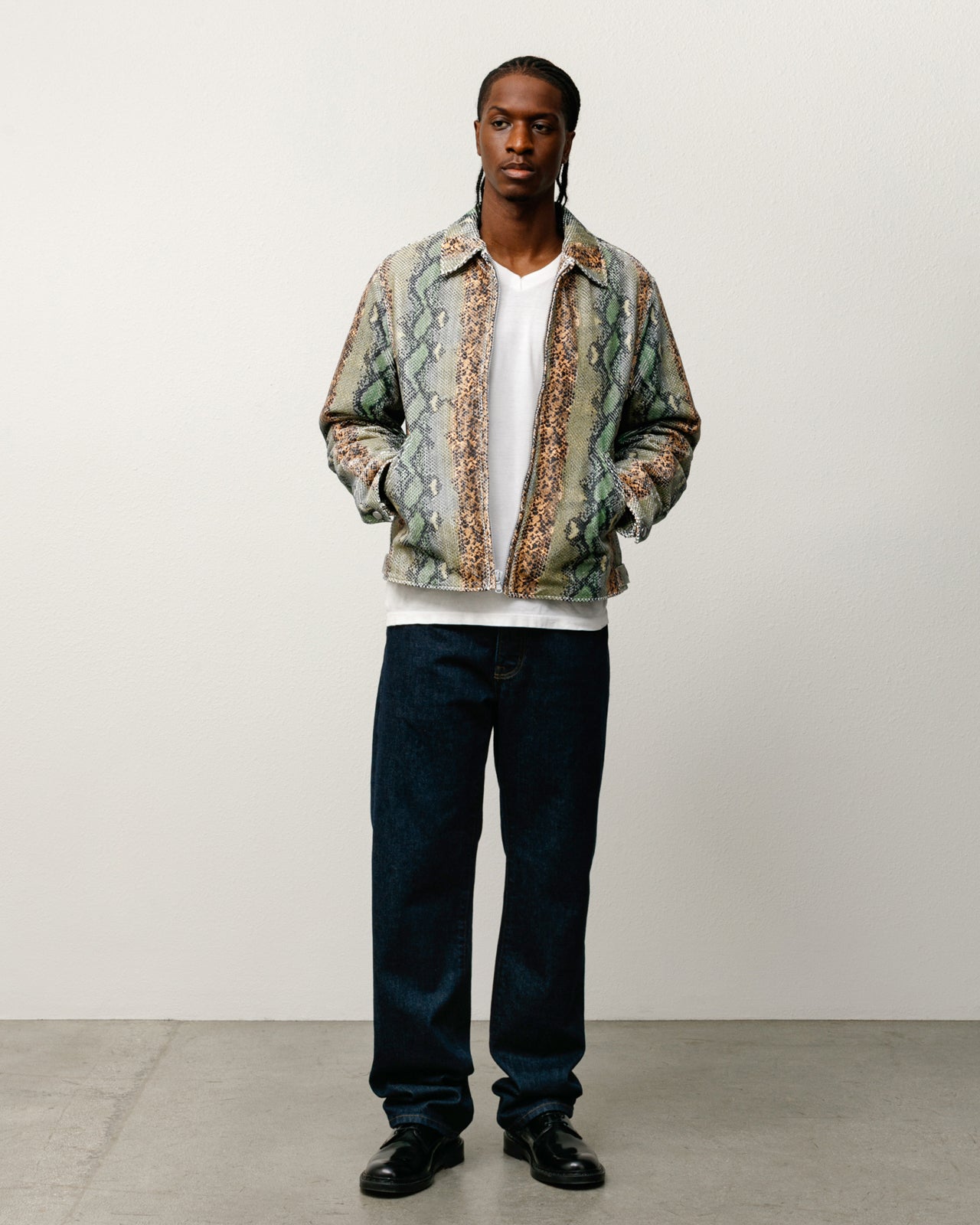 Garage Jacket Leather Mens Long Sleeve In Snake