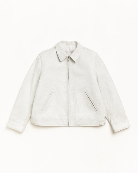 Garage Jacket Cracked Leather Mens Long Sleeve In White Crack