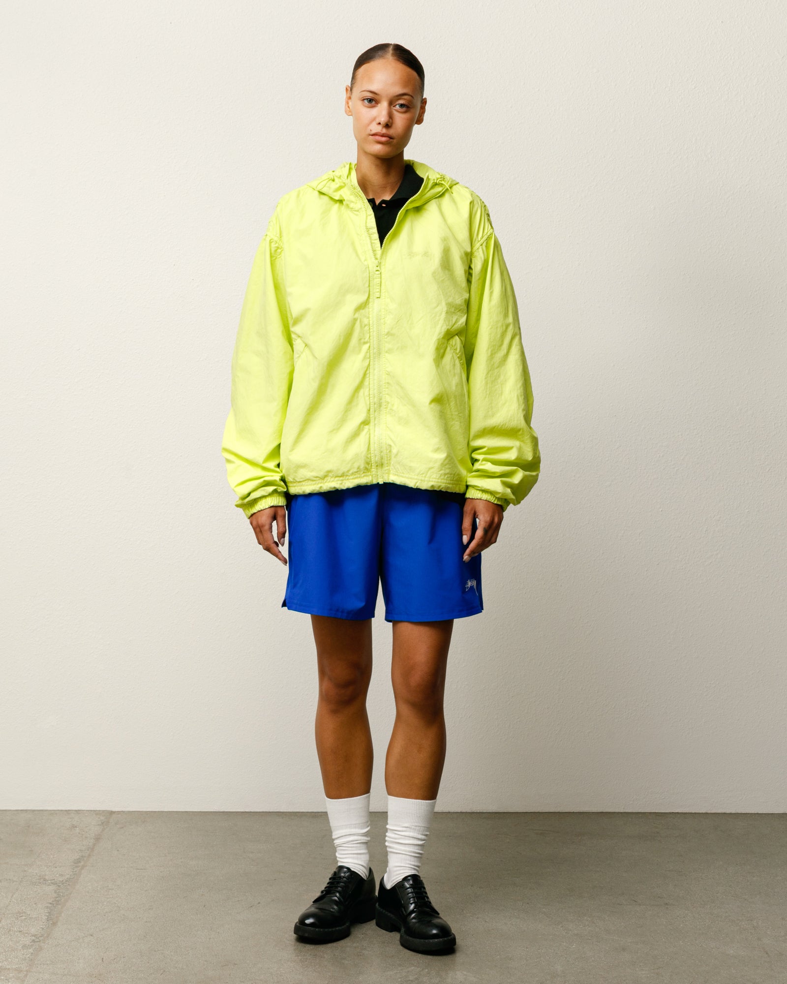 Double Cotton Hooded Jacket Mens Long Sleeve In Lime