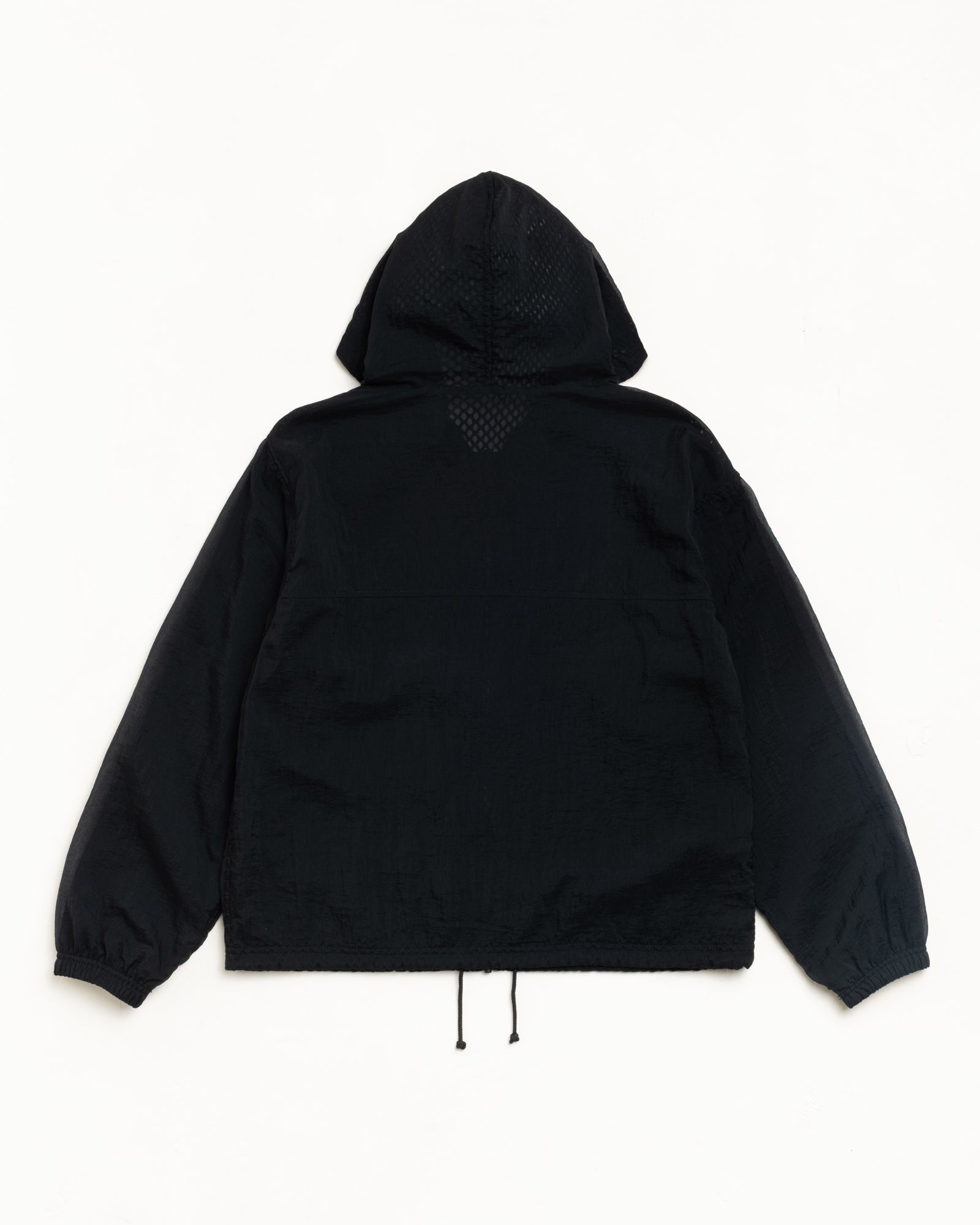 Layered Mesh Hooded Jacket Unisex Long Sleeve In Black