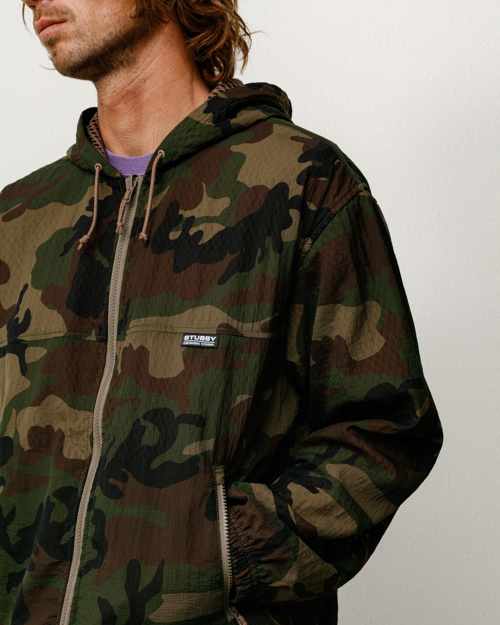 ジャケット・アウター UTILITY HOODED JACKET CAMO M Layered Mesh Hooded Jacket – Woodland Camo | Outerwear | Stüssy