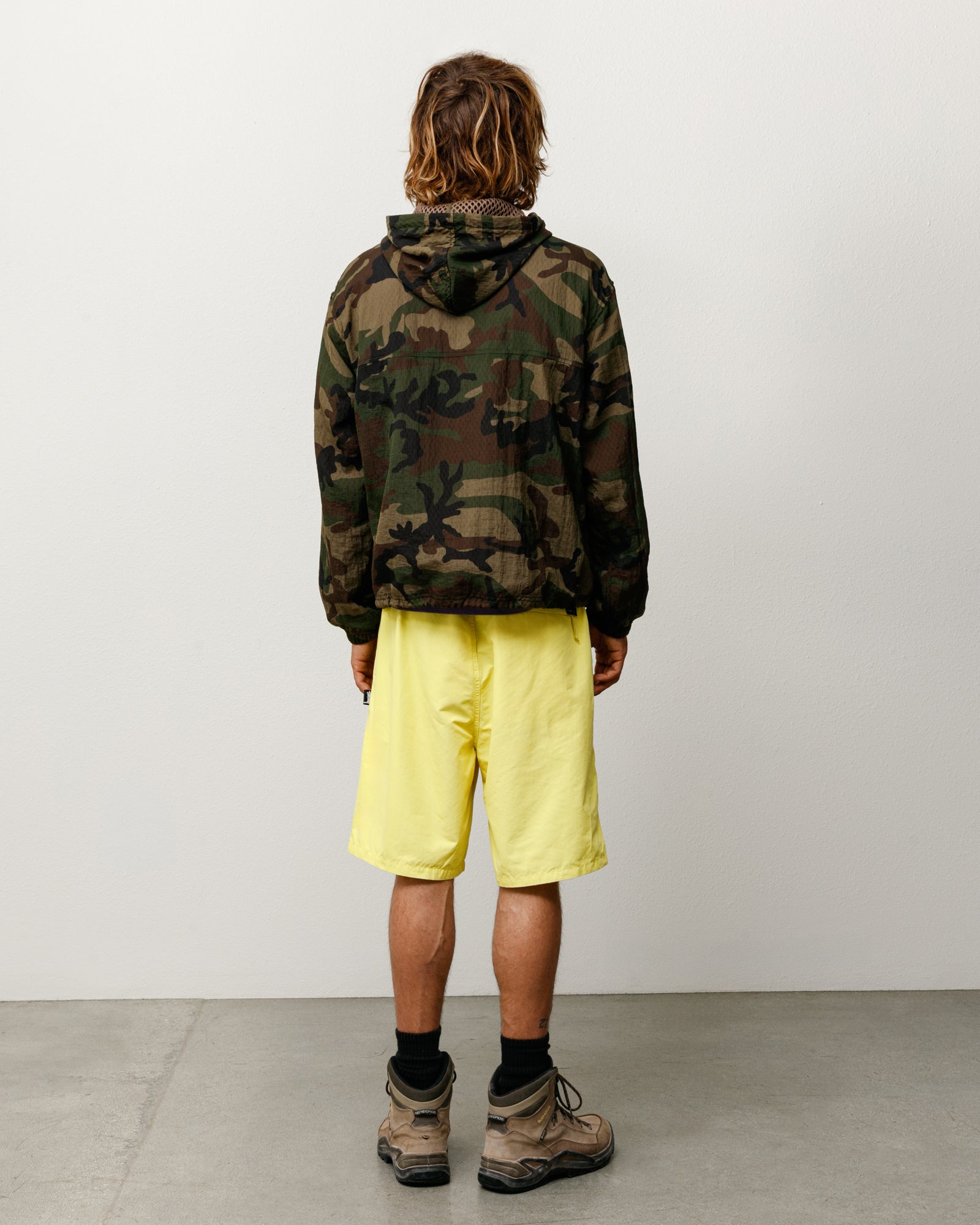 Layered Mesh Hooded Jacket Unisex Long Sleeve In Woodland Camo