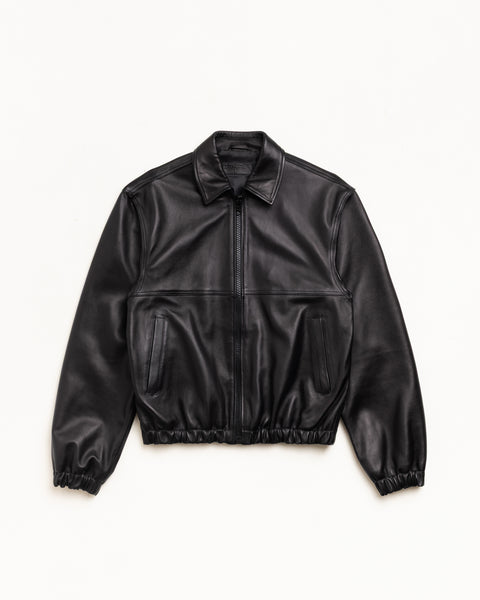 Leather Work Jacket in Black