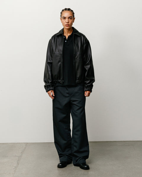 Leather Work Jacket in Black