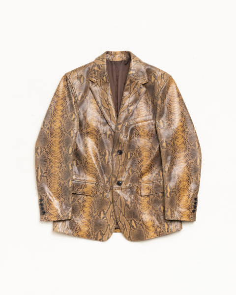 Leather Blazer Outerwear in Snake