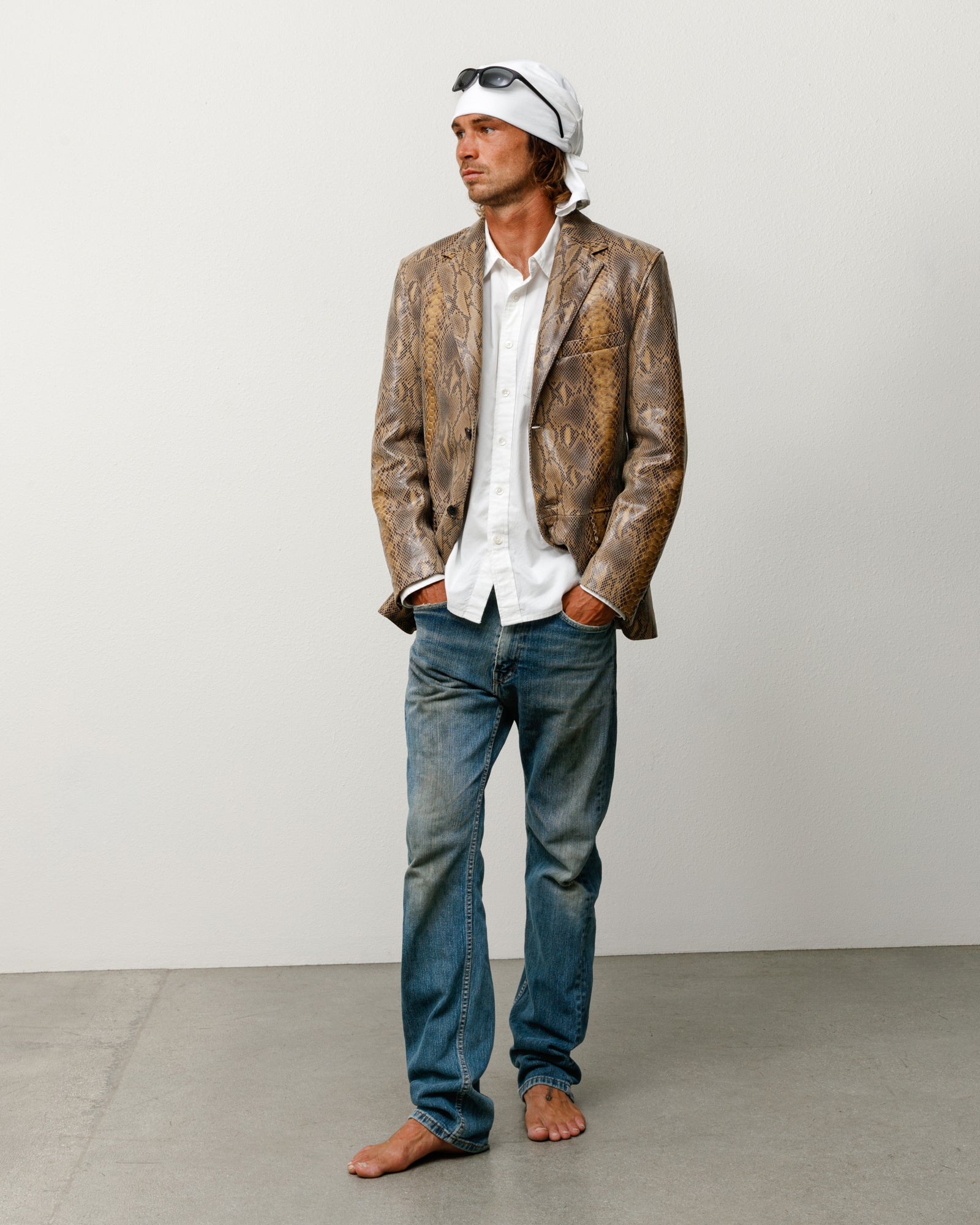 Leather Blazer in Snake