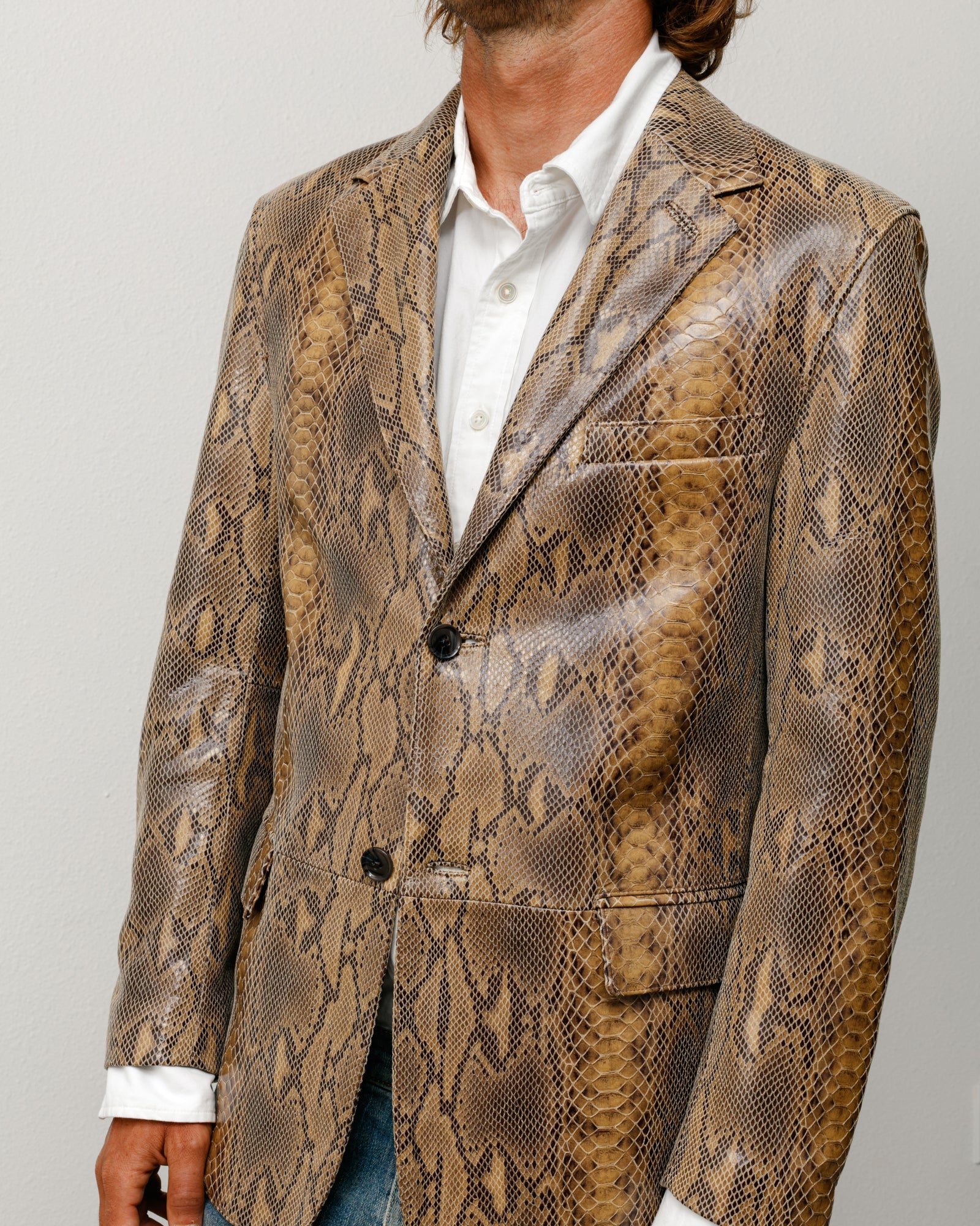 Leather Blazer in Snake