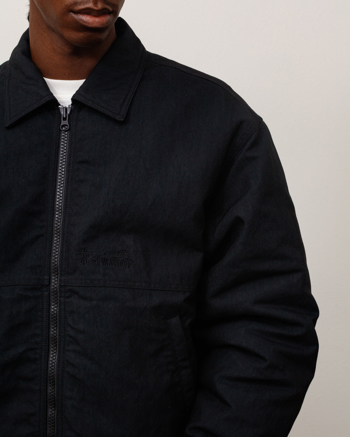 Nyco Collared Work Jacket Unisex Long Sleeve In Black