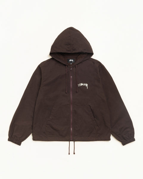 Stüssy Waxed Cotton Beach Shell Jacket in Brown, unisex