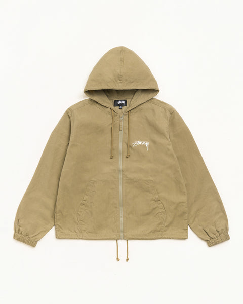 Waxed Cotton Beach Shell Jacket in Olive