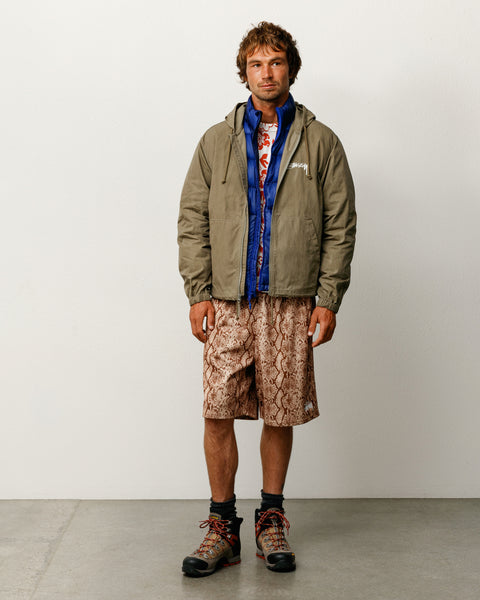 Stüssy Waxed Cotton Beach Shell unisex jacket in Olive