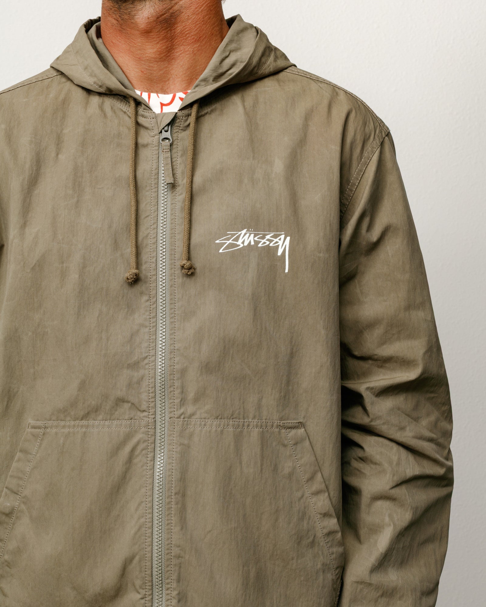 Stussy フード付きオリーブロングコート Waxed Cotton Beach Shell - Olive | Outerwear | Stüssy