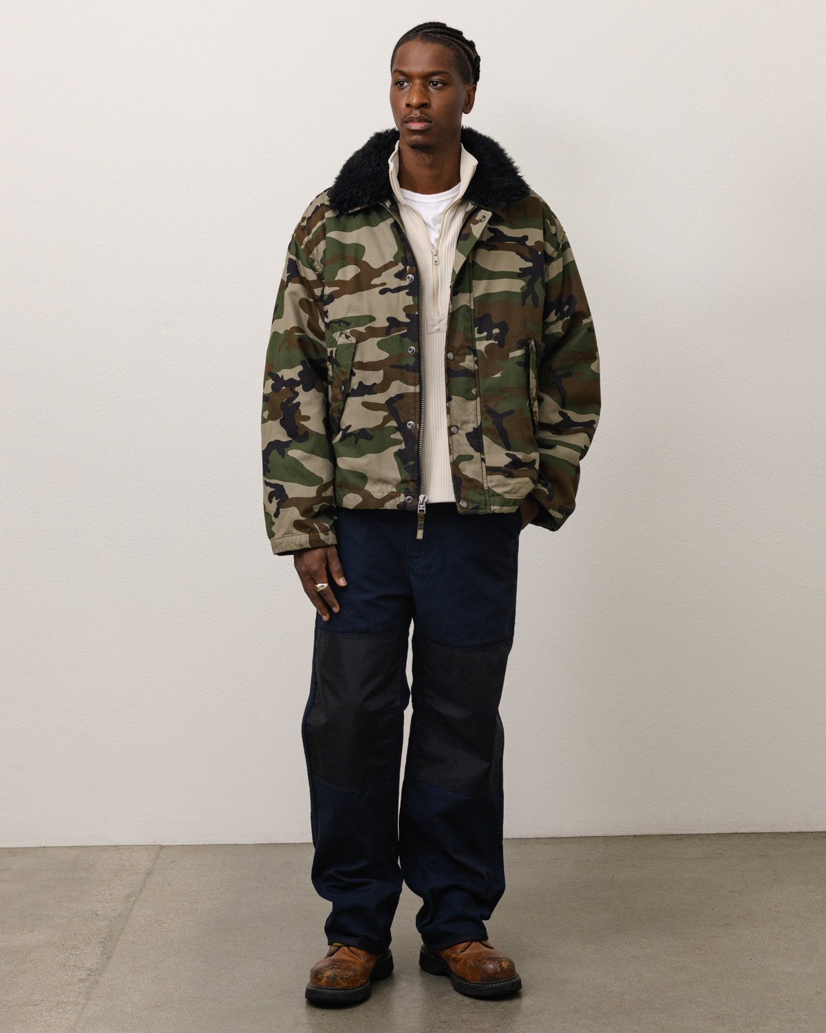 Convertible Deck Jacket Unisex Long Sleeve In Woodland Camo