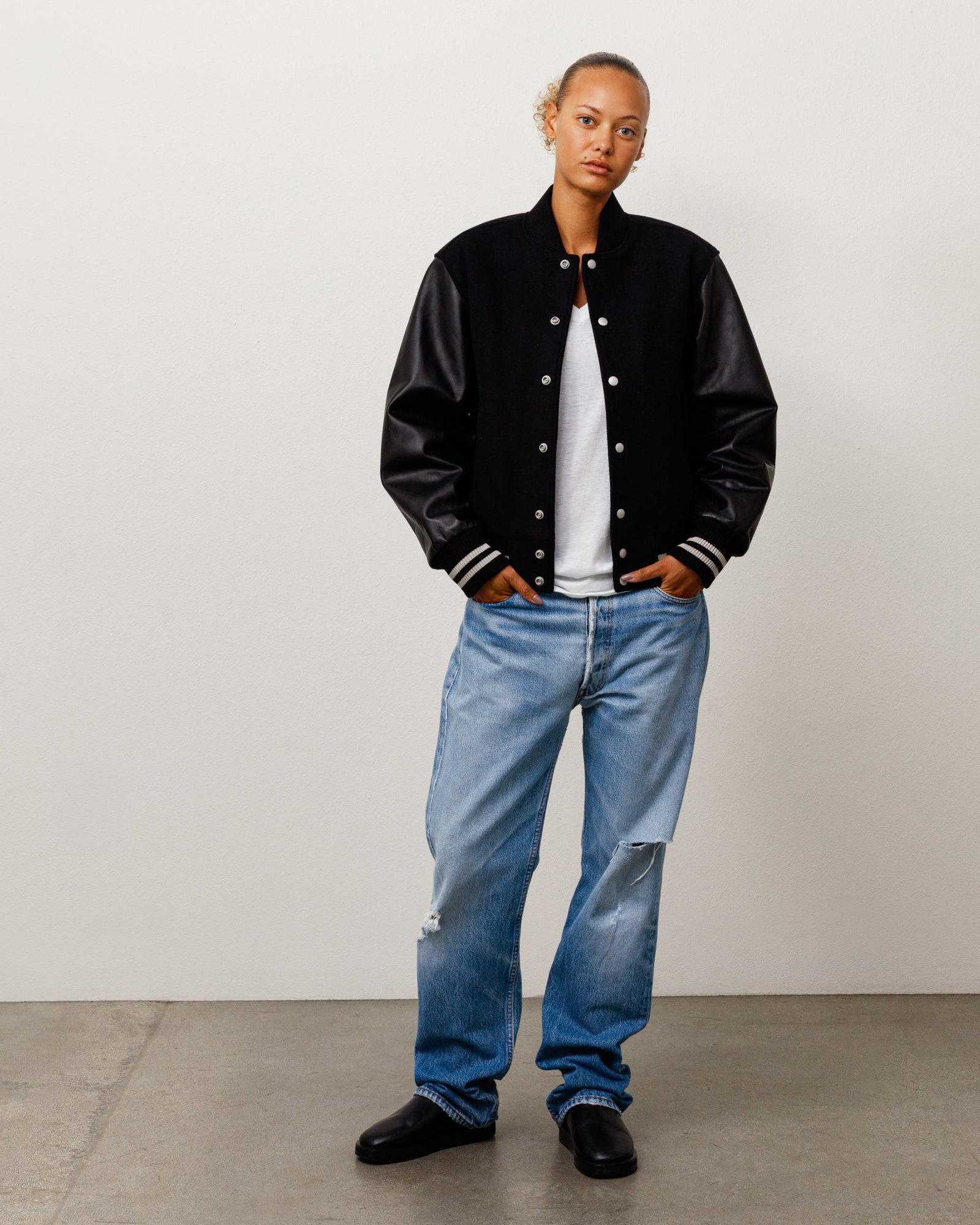 Wool Varsity Jacket - Black | Outerwear | Stüssy