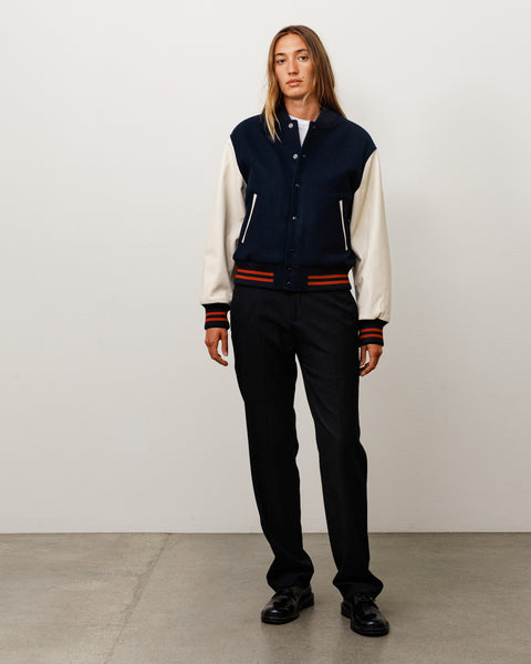 Wool Varsity Unisex Long Sleeve In Navy