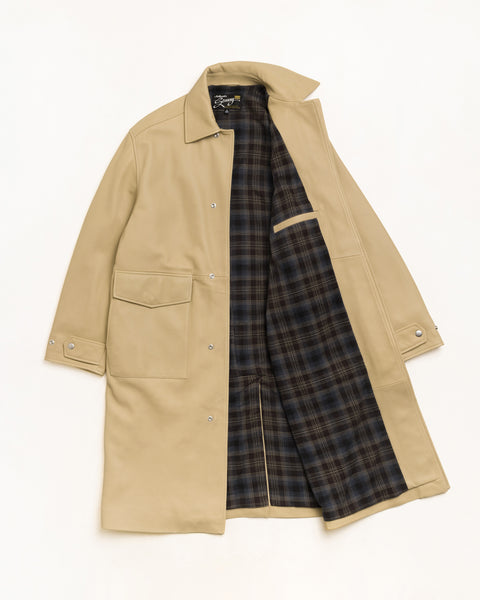 Leather Duster Unisex Long Sleeve In Sand