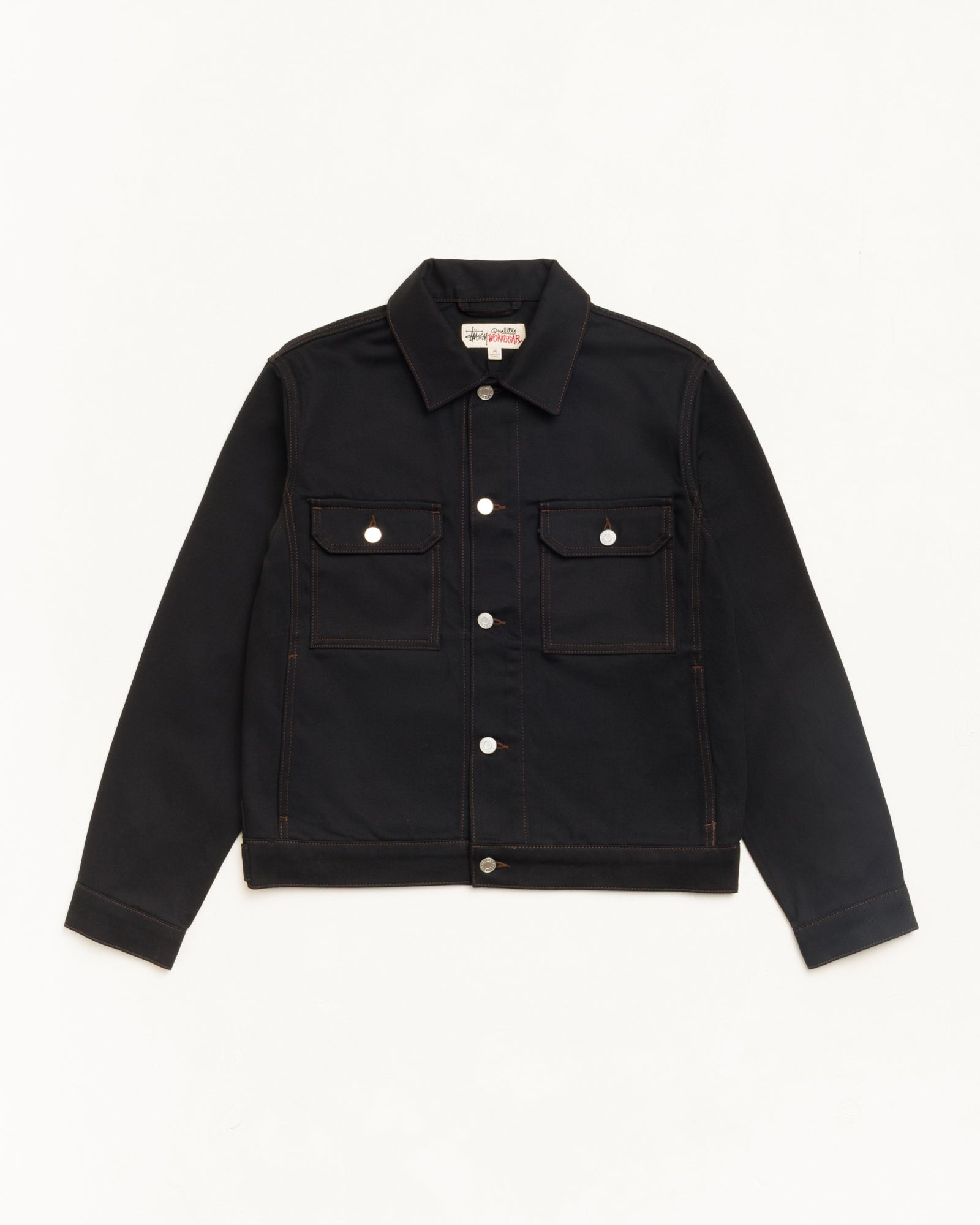 Denim Trucker Jacket - Raw Black Contrast Stitch | Outerwear | Stüssy