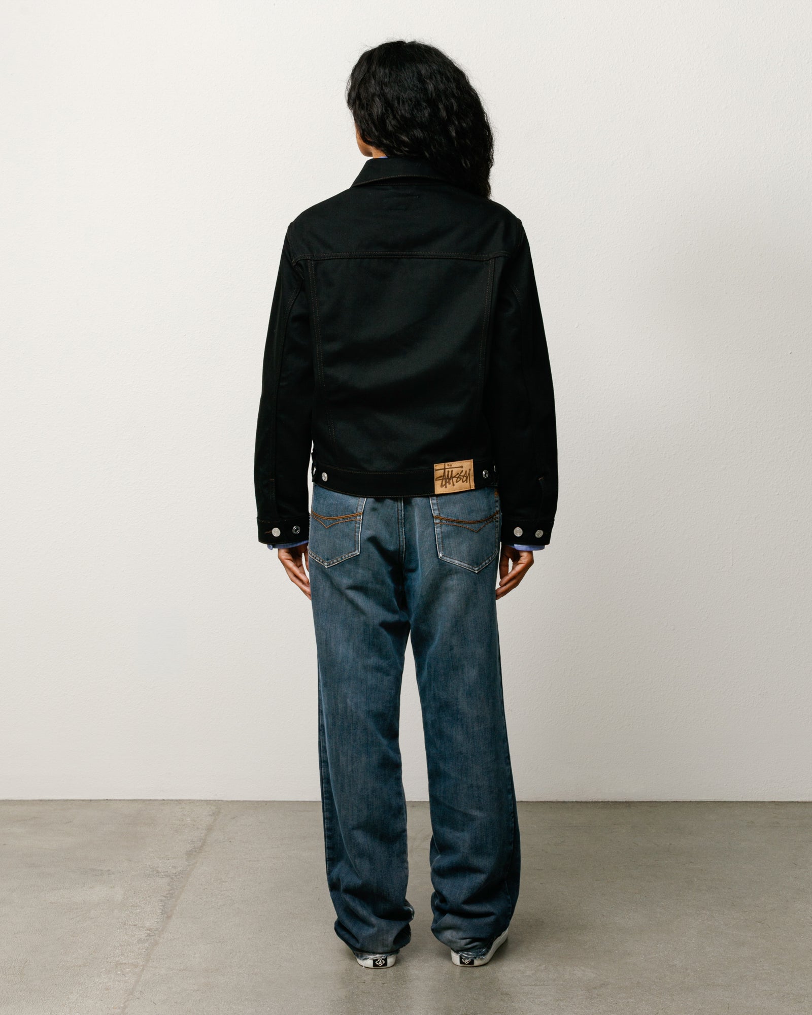 Denim Trucker Jacket - Raw Black Contrast Stitch | Outerwear | Stüssy