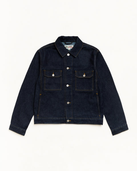 Stüssy Denim Trucker Jacket in Rinsed Indigo