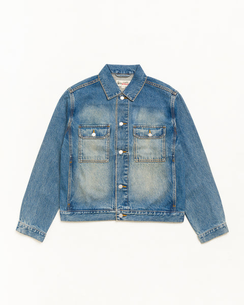 Denim Trucker Jacket Outerwear in Dark Wash Indigo