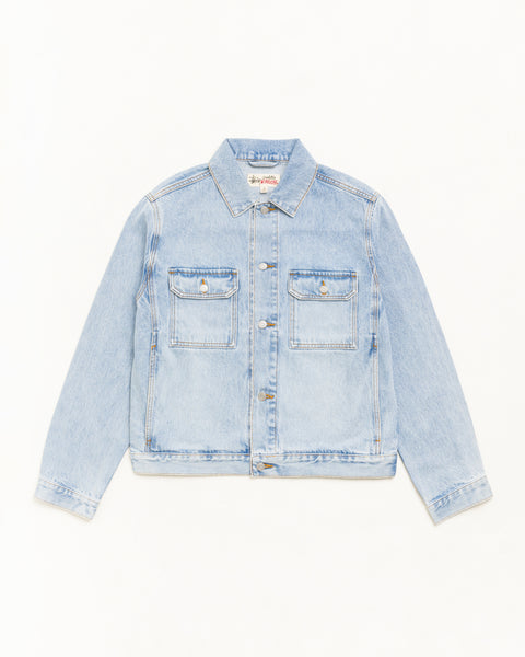 Denim Trucker Jacket Outerwear in Light Wash Indigo