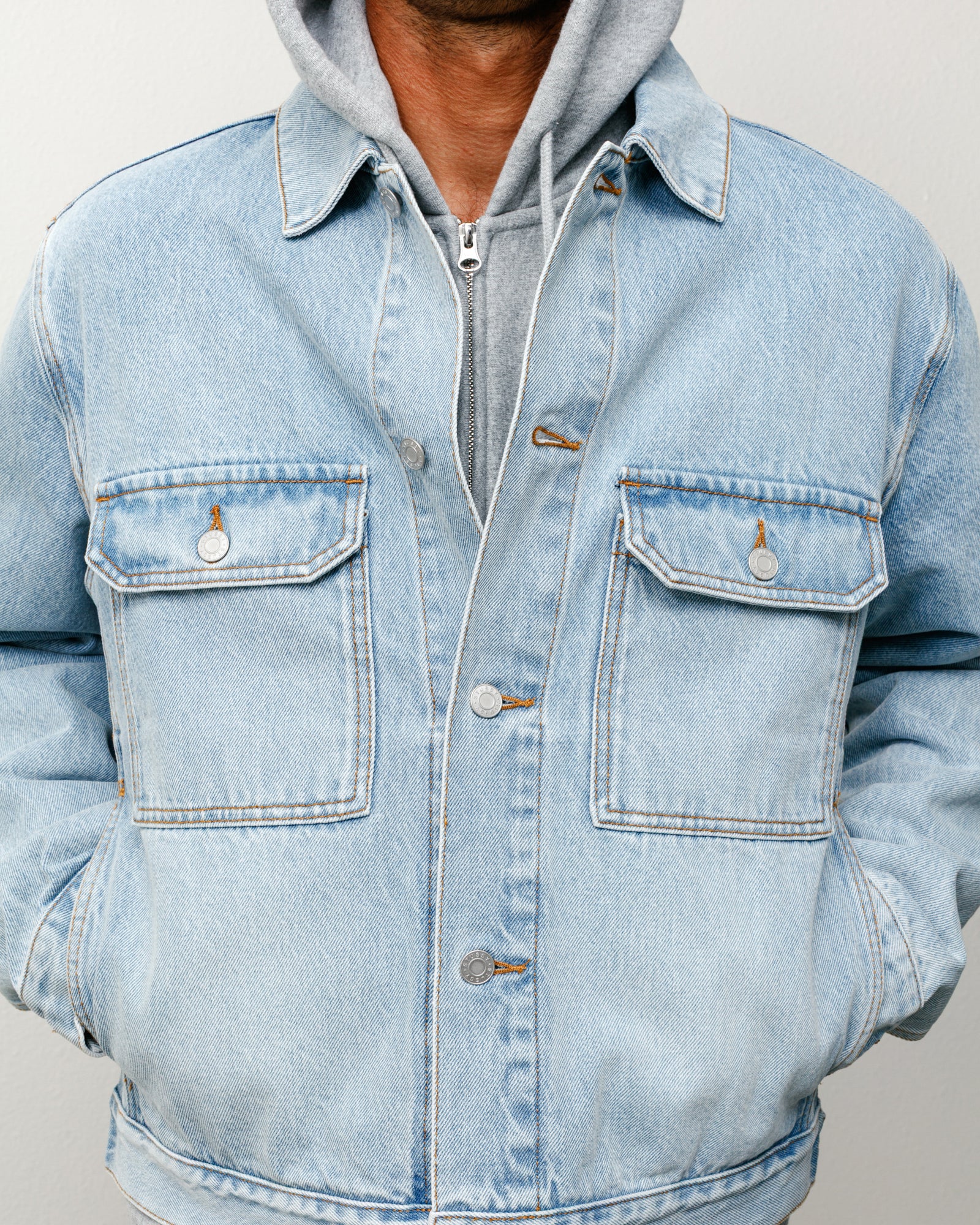 Denim Trucker Jacket - Light Wash Indigo | Outerwear | Stüssy