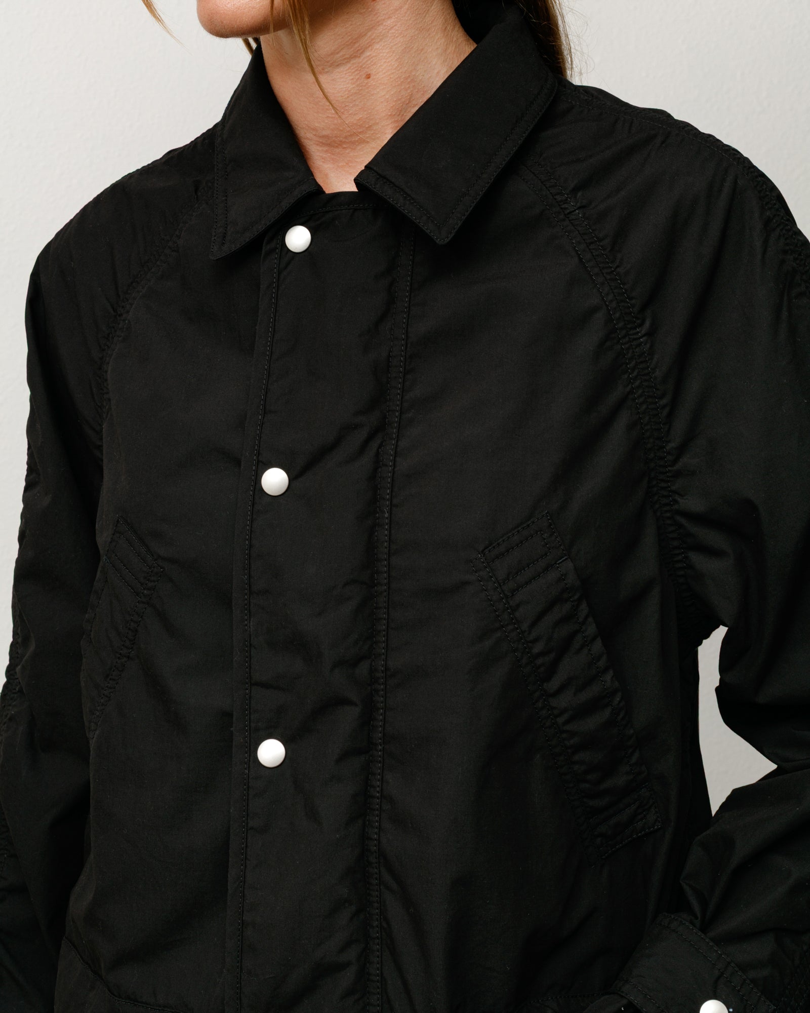 Lightweight long coat, unisex long-sleeve in black