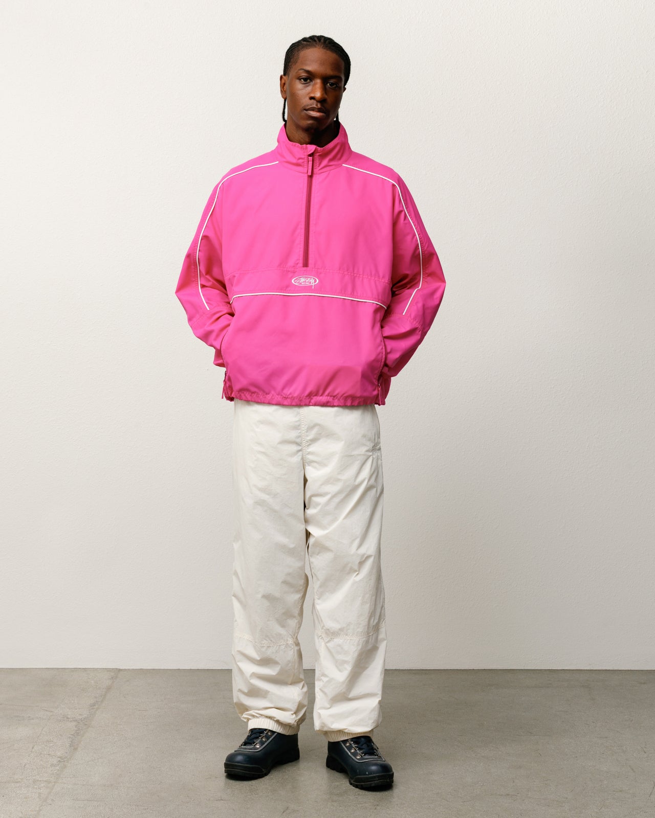 Nylon Track Pant Mens Regular In Bone