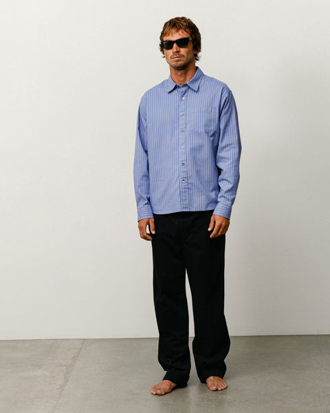 Stüssy Beach Pant, unisex relaxed fit in black midweight washed cotton twill