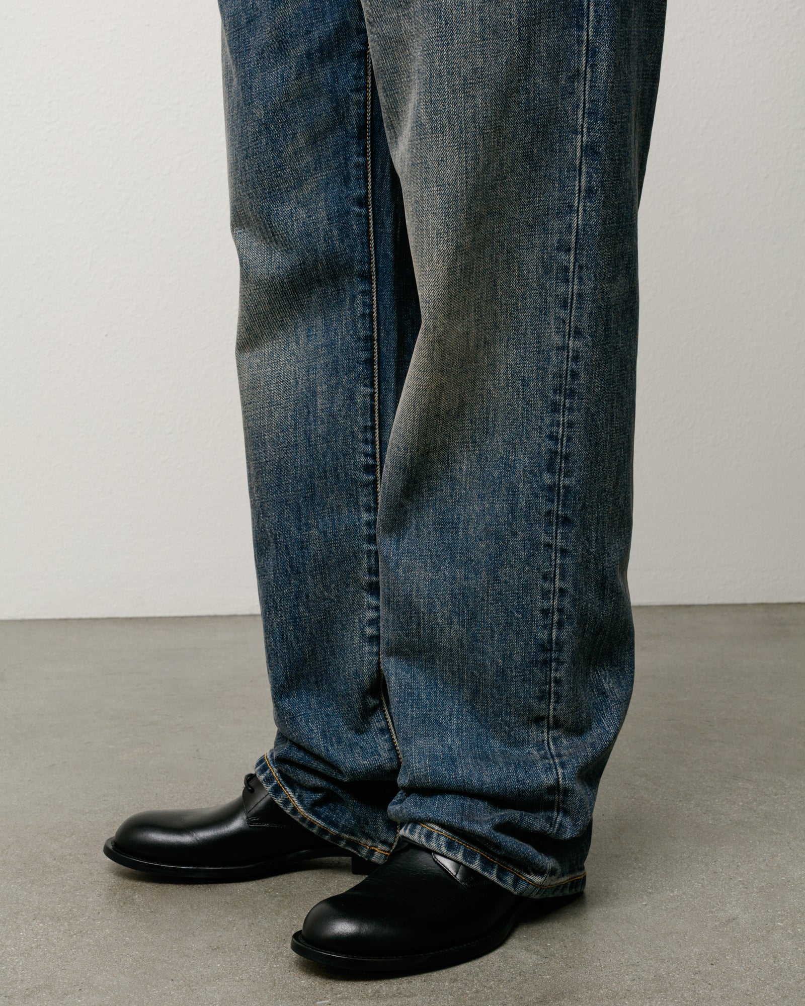 New Classic Jean Slub Jean in Blue, straight-leg denim worn on model