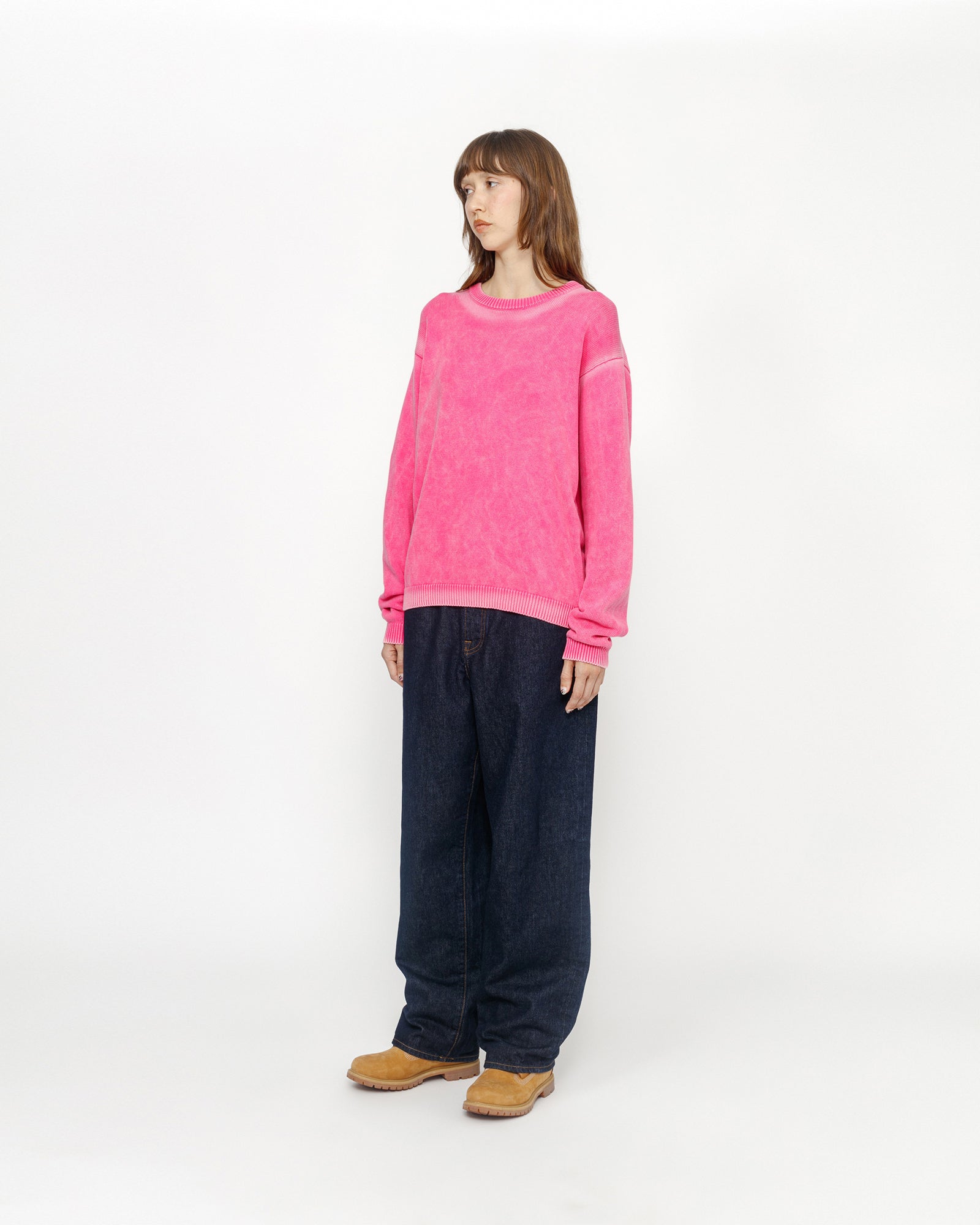 Faded Cotton Knit Crew in pink – Stüssy