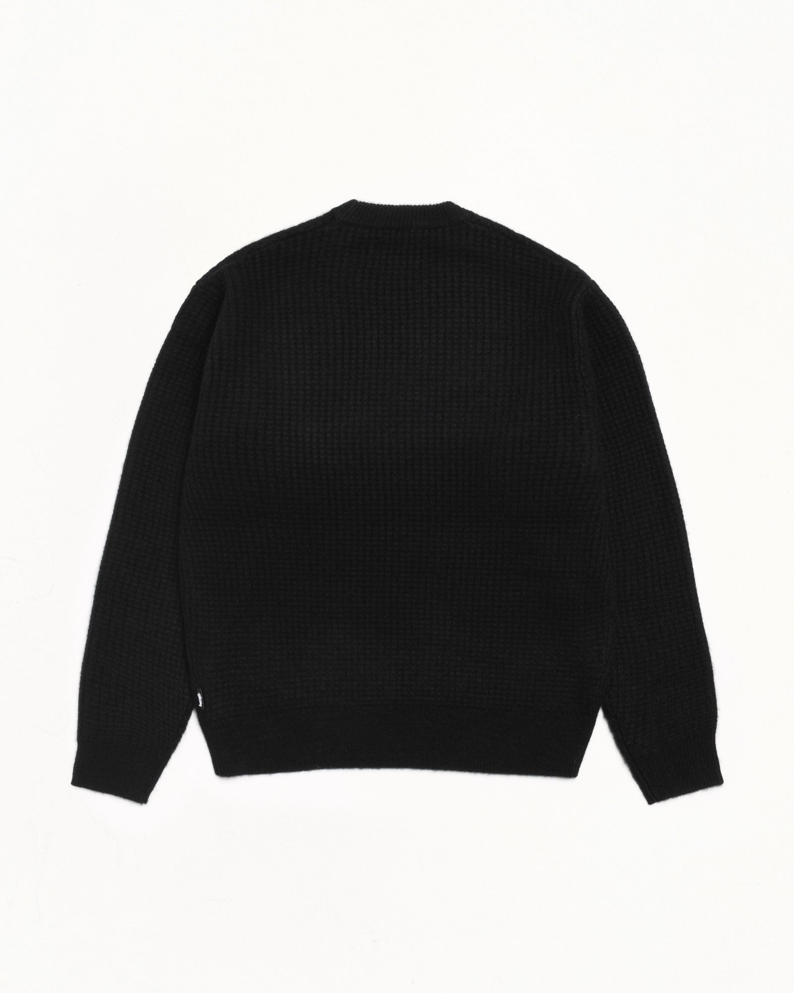 Waffle Cashmere Sweater Mens Long Sleeve In Black