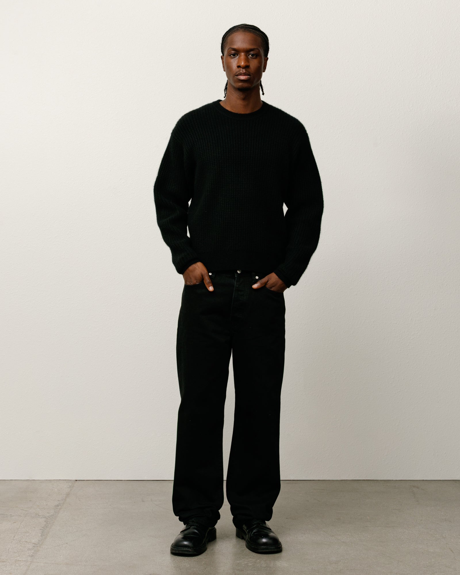 Waffle Cashmere Sweater – Black | Sweaters & Knits | Stüssy